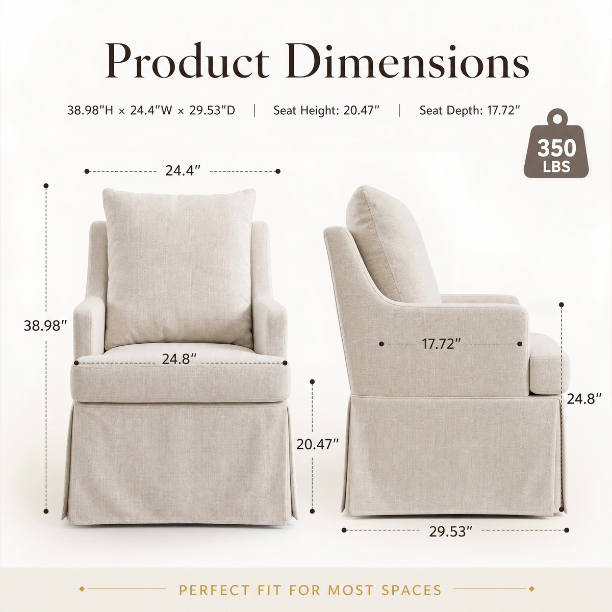 Upholstered Dining Chairs Set of 1, Modern Kitchen Chair Dining Room Chair with 4 Casters