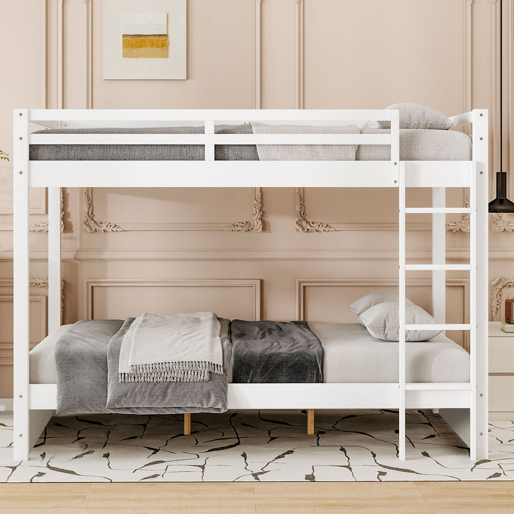 Wood Queen Size Bunk Bed with Ladder
