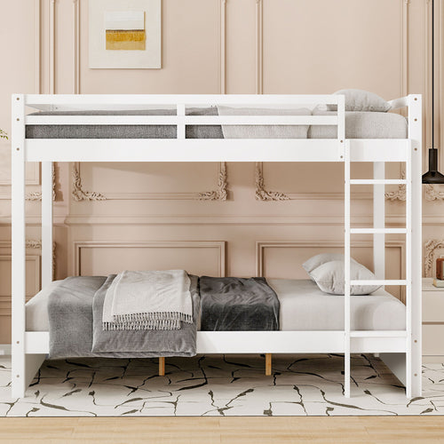Wood Queen Size Bunk Bed with Ladder