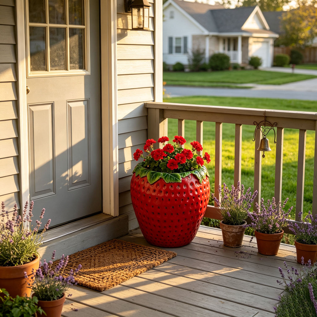 15-Inch Tall Strawberry Shaped Planter Pot
