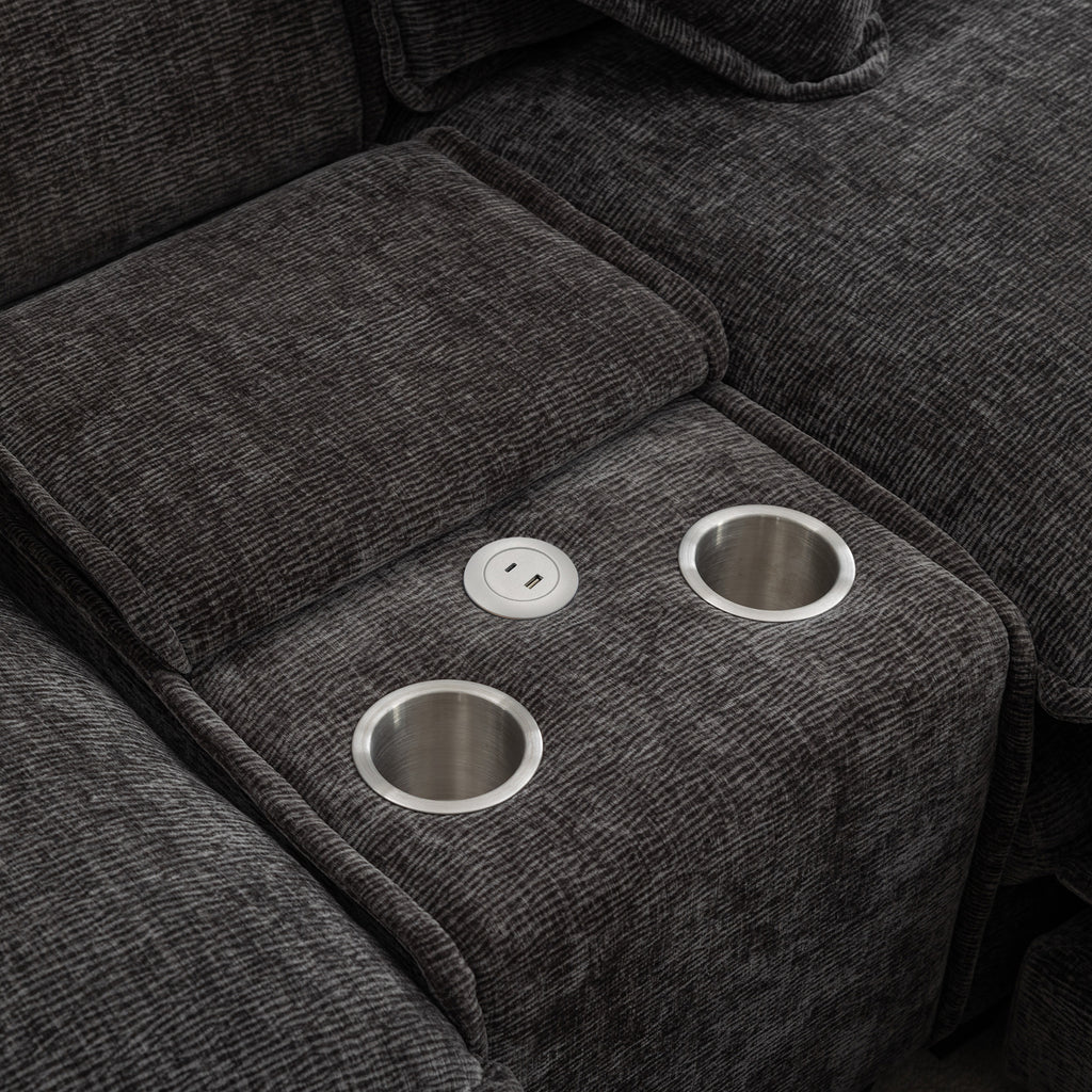 111" Sectional Sofa Chenille Upholstered Sofa