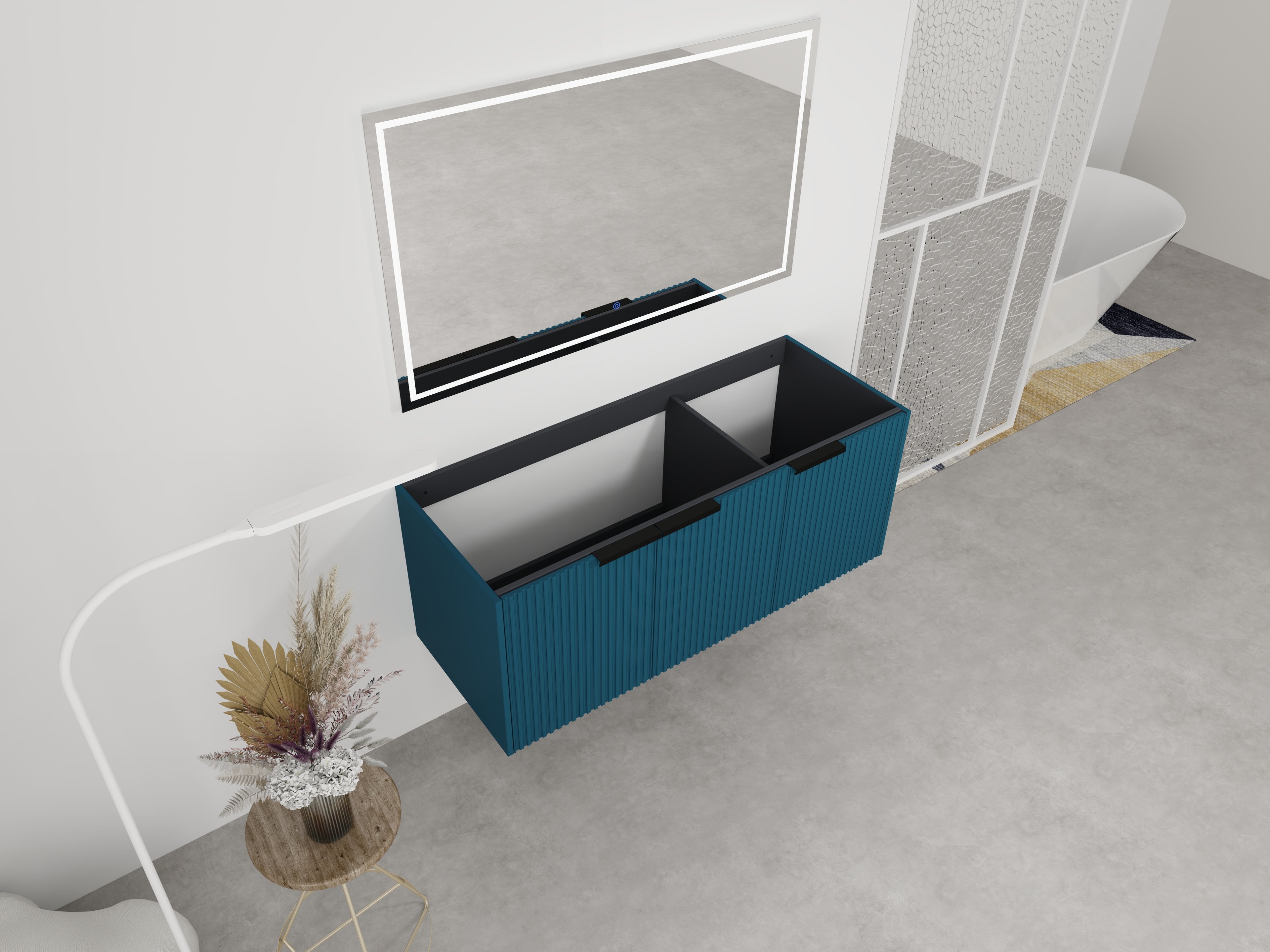 48" Wall Mounted Bathroom Vanity & 3 Soft-Close Doors