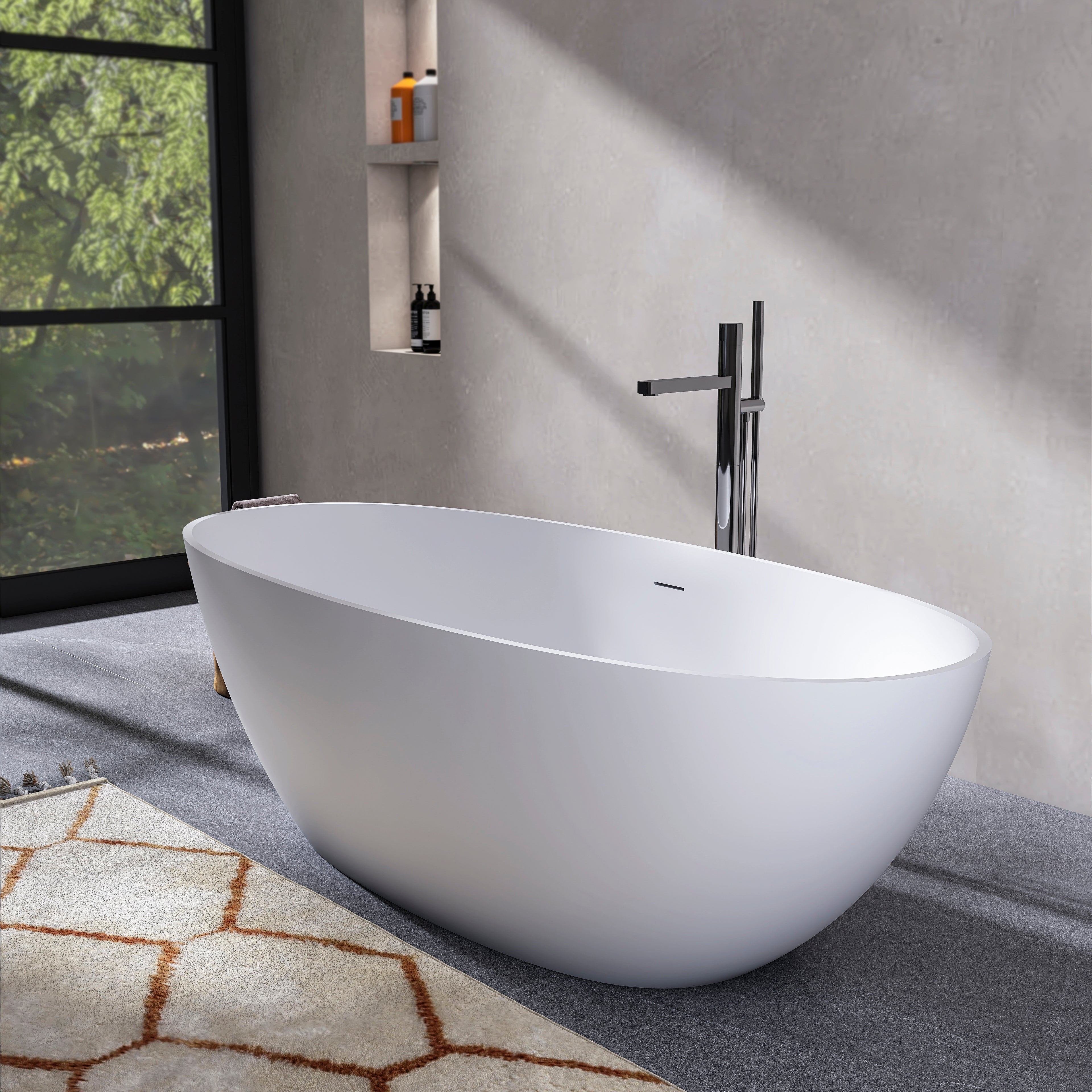 Freestanding Solid Surface Soaking Bathtub