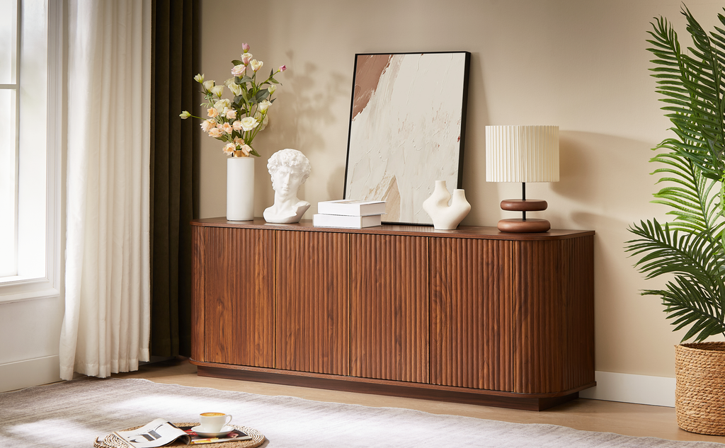 Sideboard Storage Cabinet with Wave Pattern