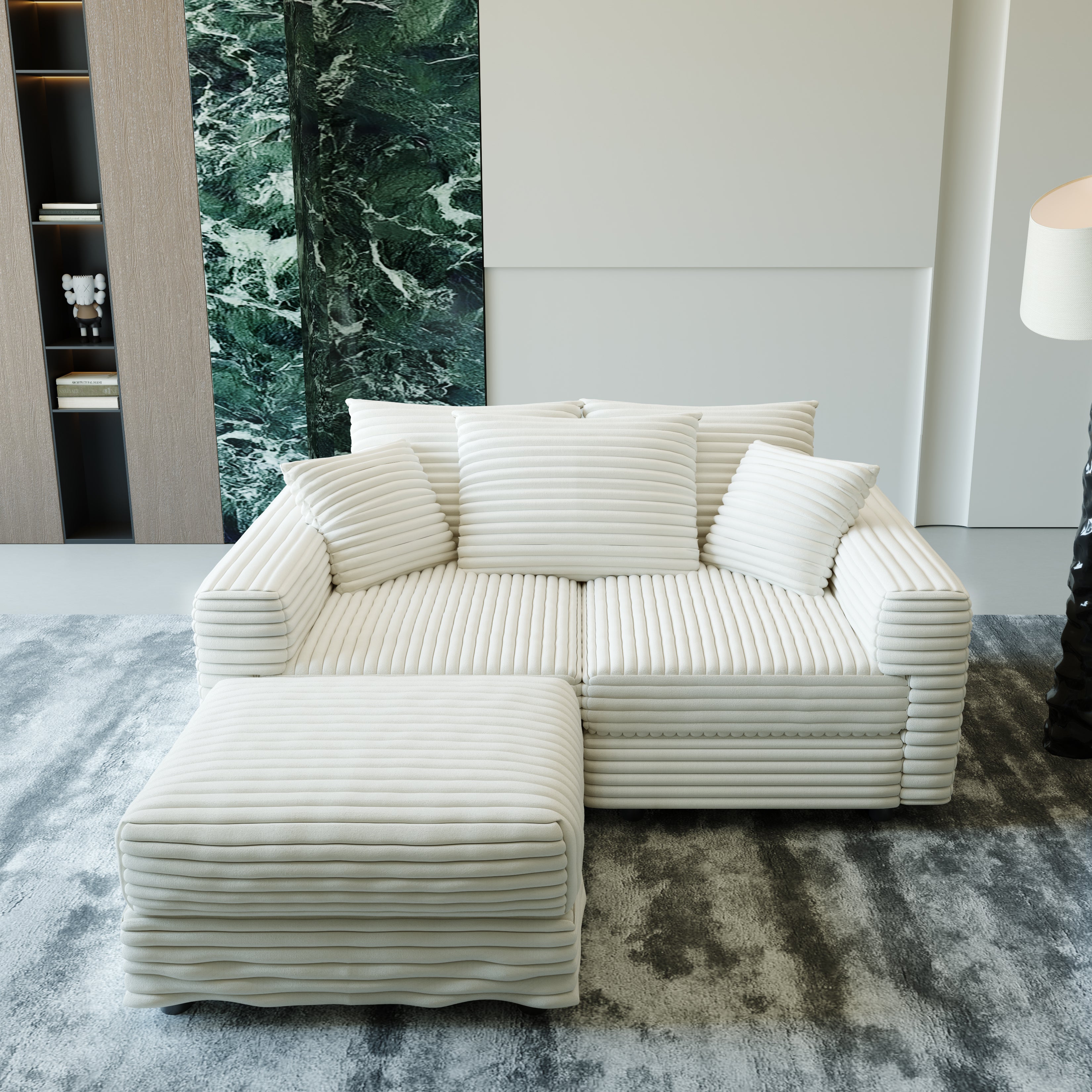 82.7" Plush Corduroy 3-Seat Sofa