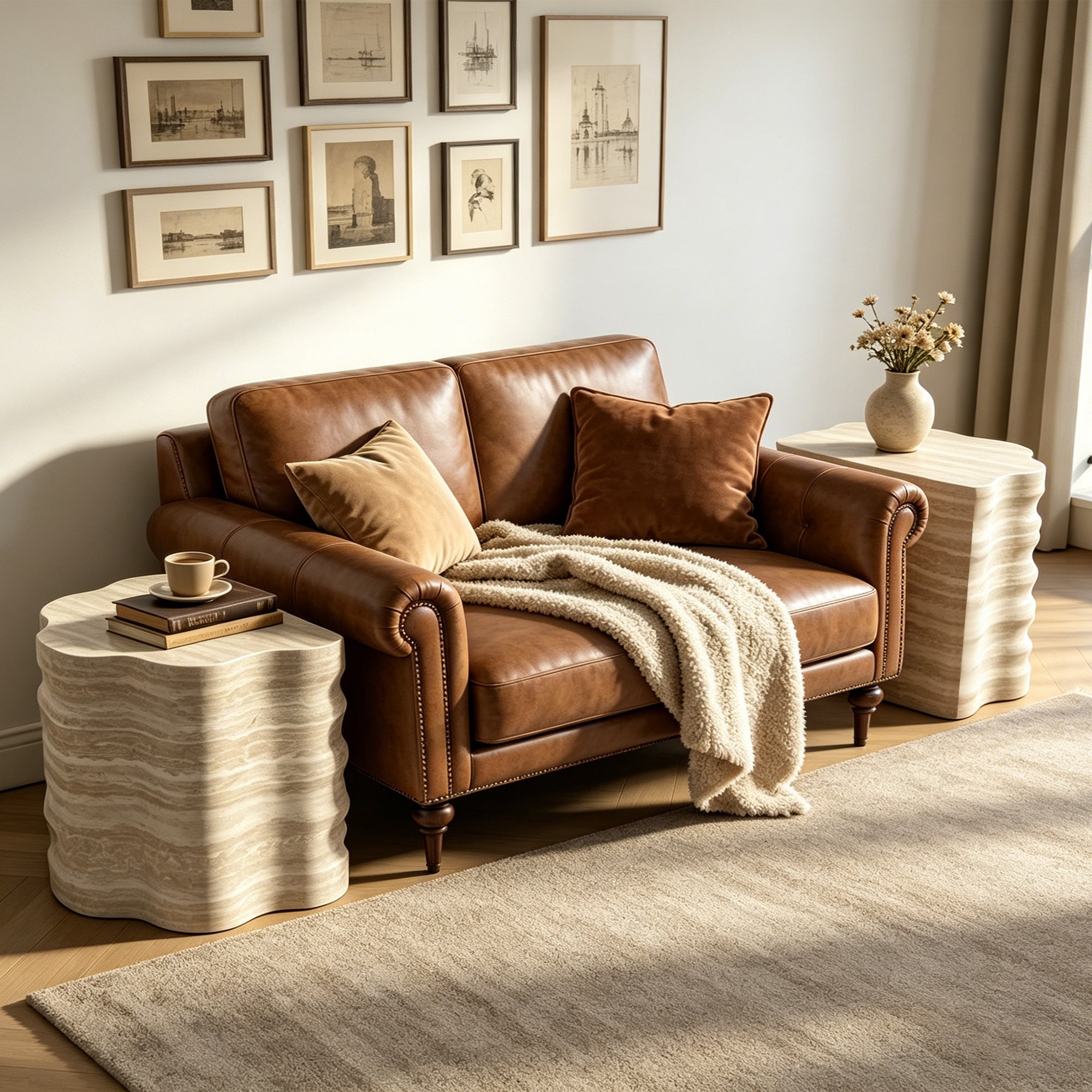 Round Coffee Tables Side Table Set of 2
