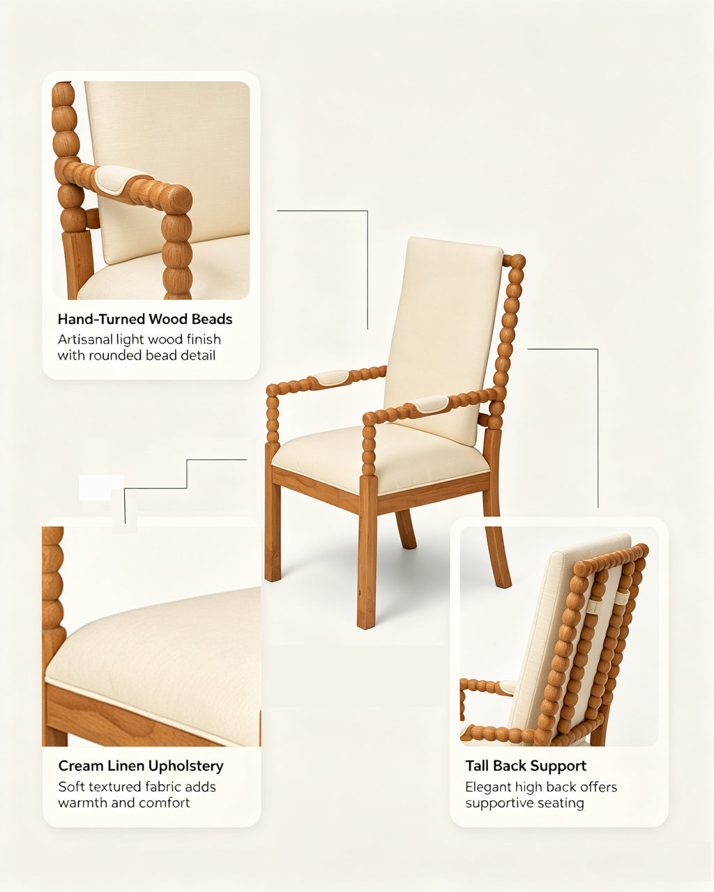 Set of 2 Rubber Wood Dining Chairs