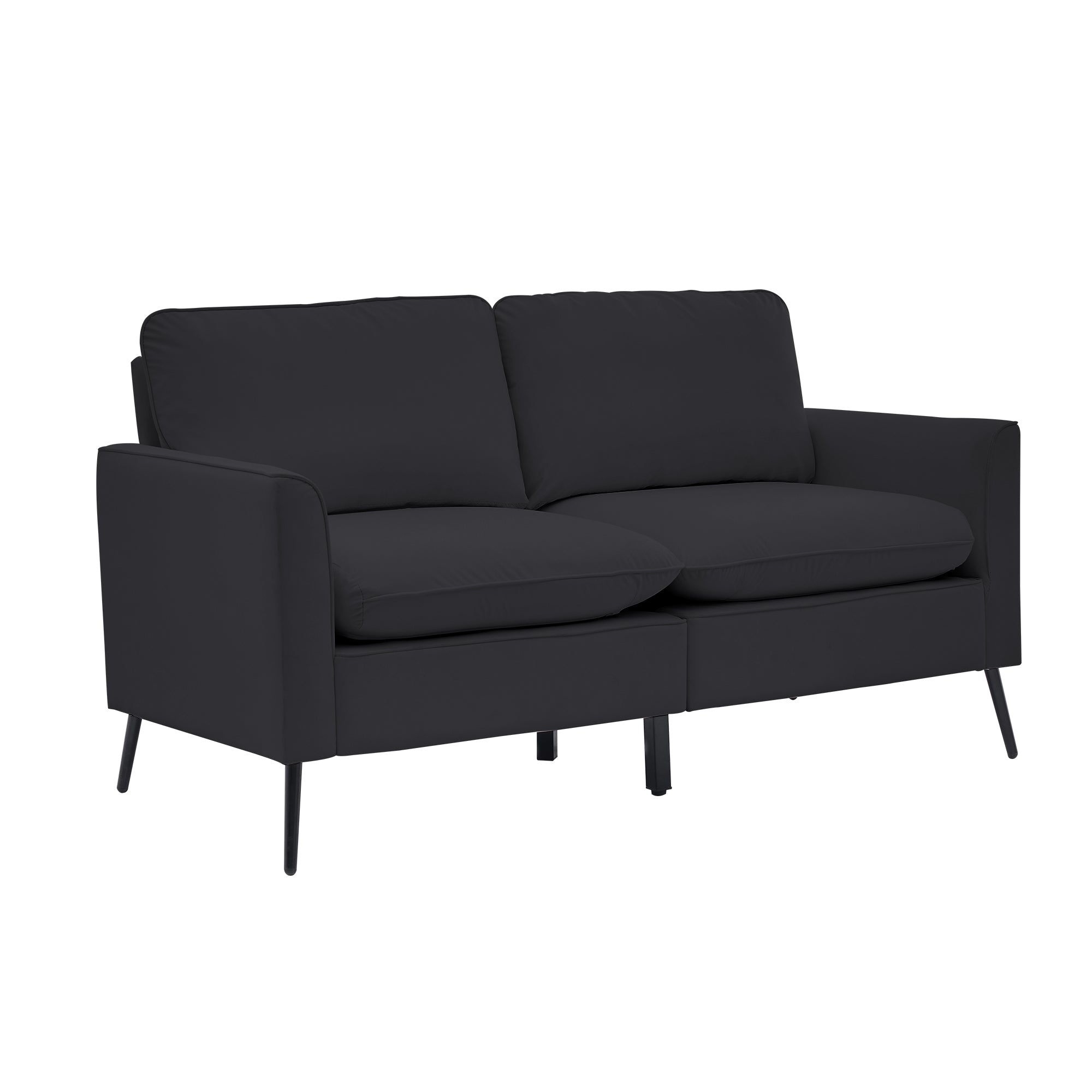 TS Cat Paw Leather Upholstered Sofa Loveseat - Black