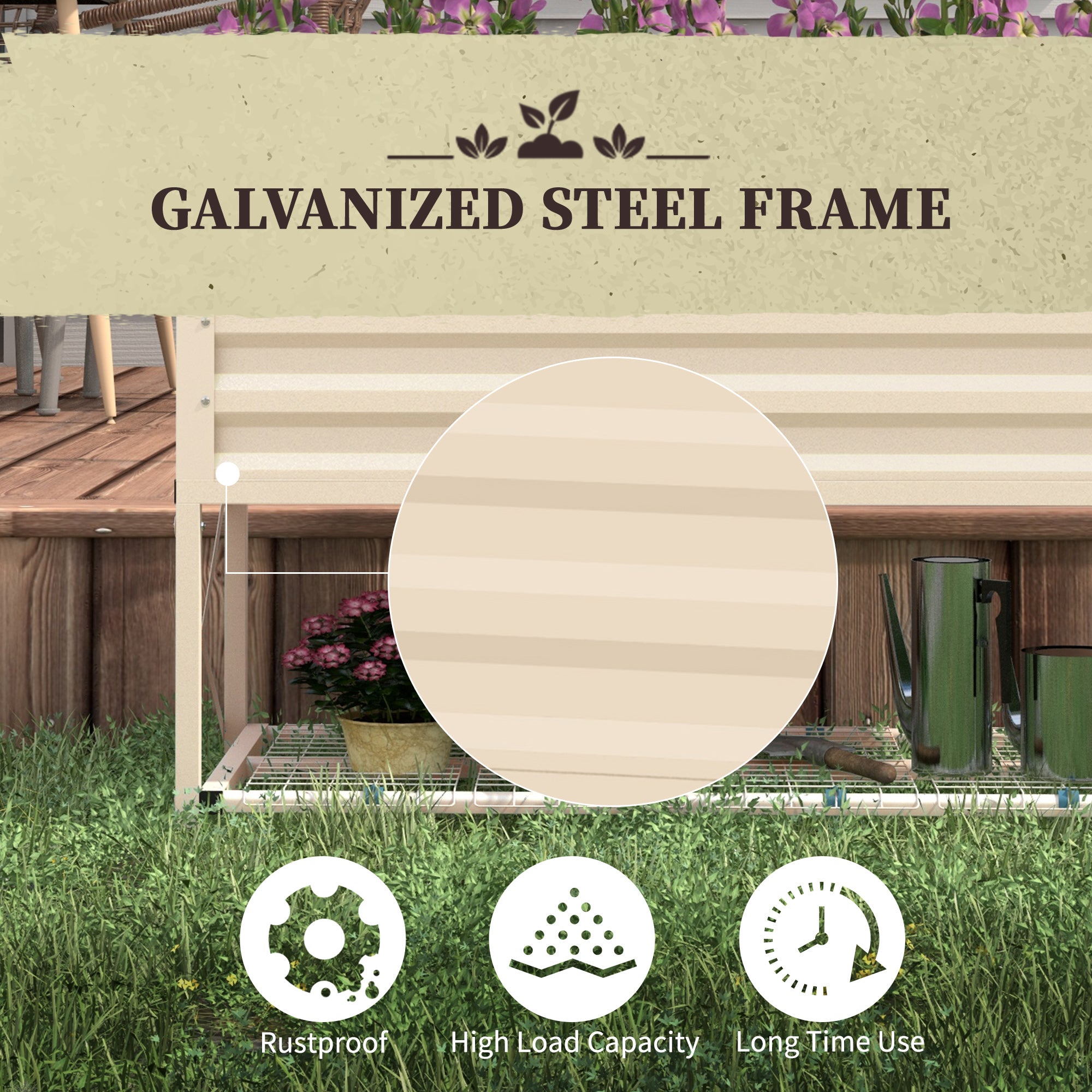 Outsunny Raised Garden Bed with Galvanized Steel Frame