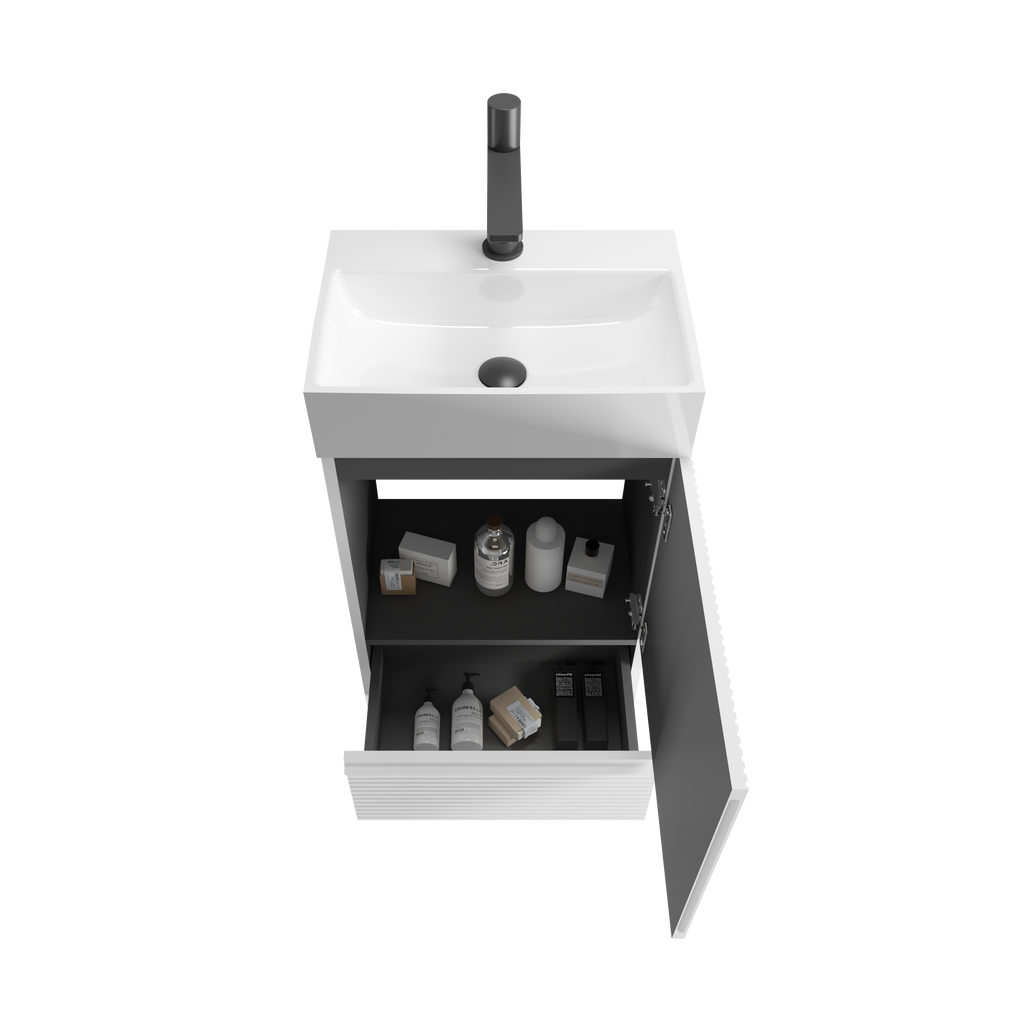 Gada 20-Inch Bathroom Vanity, Matte White with Ceramic Sink