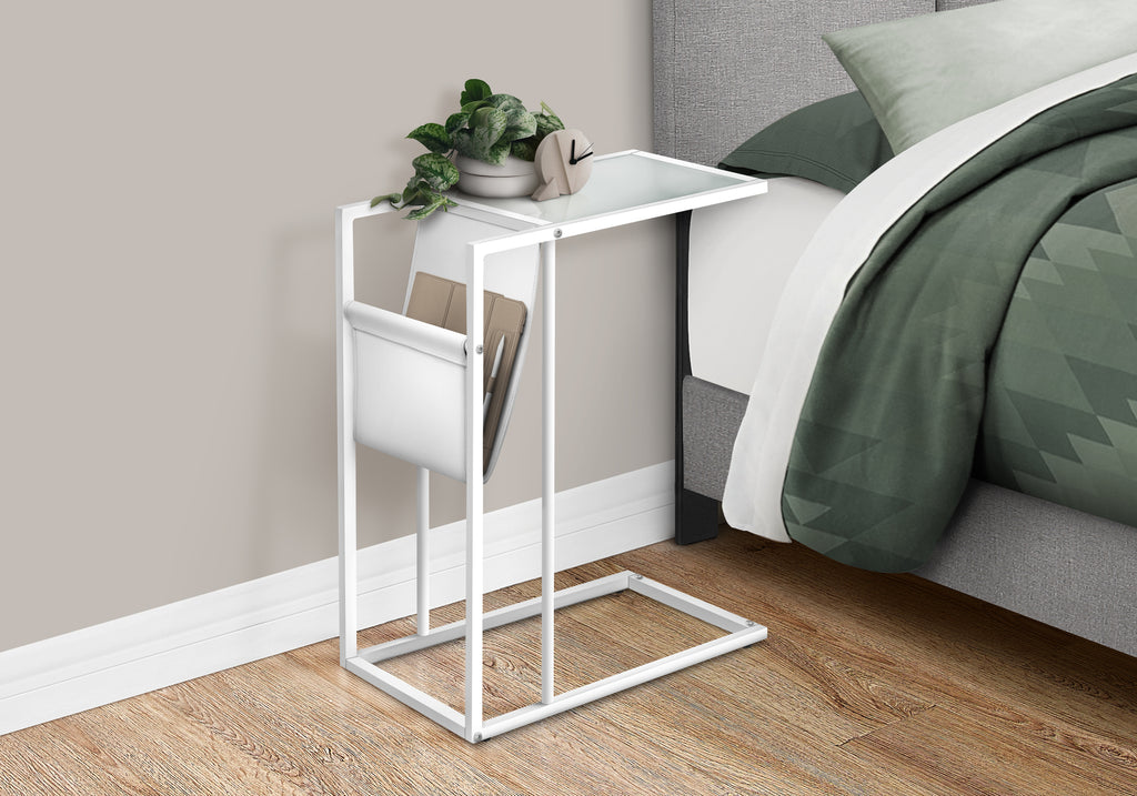 C-Shaped Accent Table with Magazine Storage