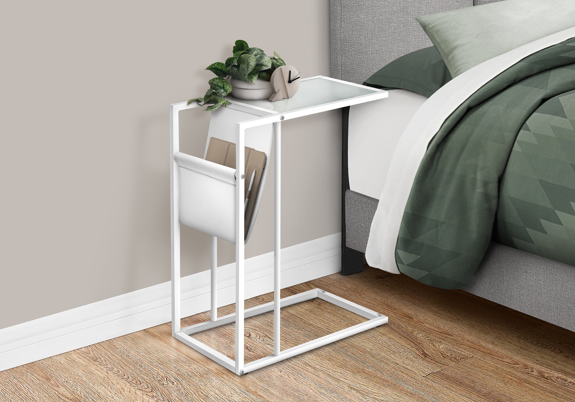 C-Shaped Accent Table with Magazine Storage