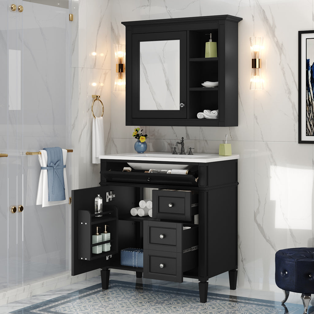30" Bathroom Vanity with Top Sink and Storage Cabinet