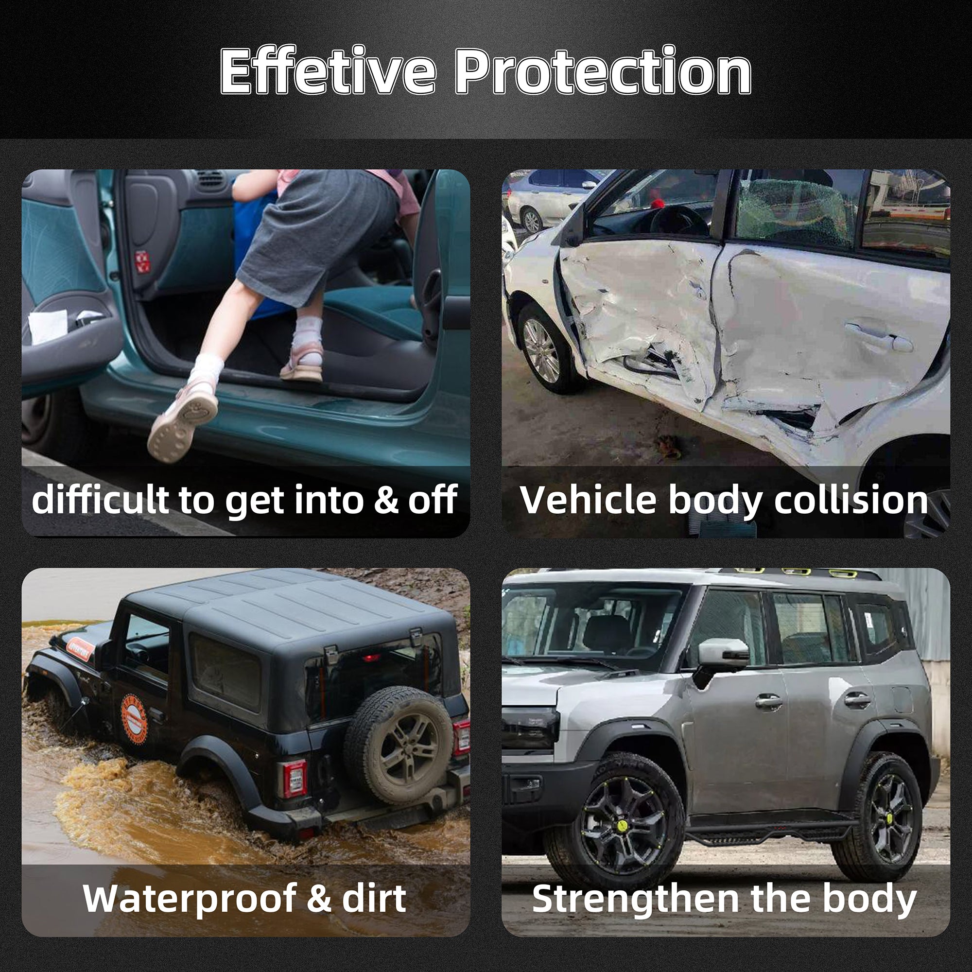 Two Stairs Running Boards Side Steps For Jeep Wrangler JK