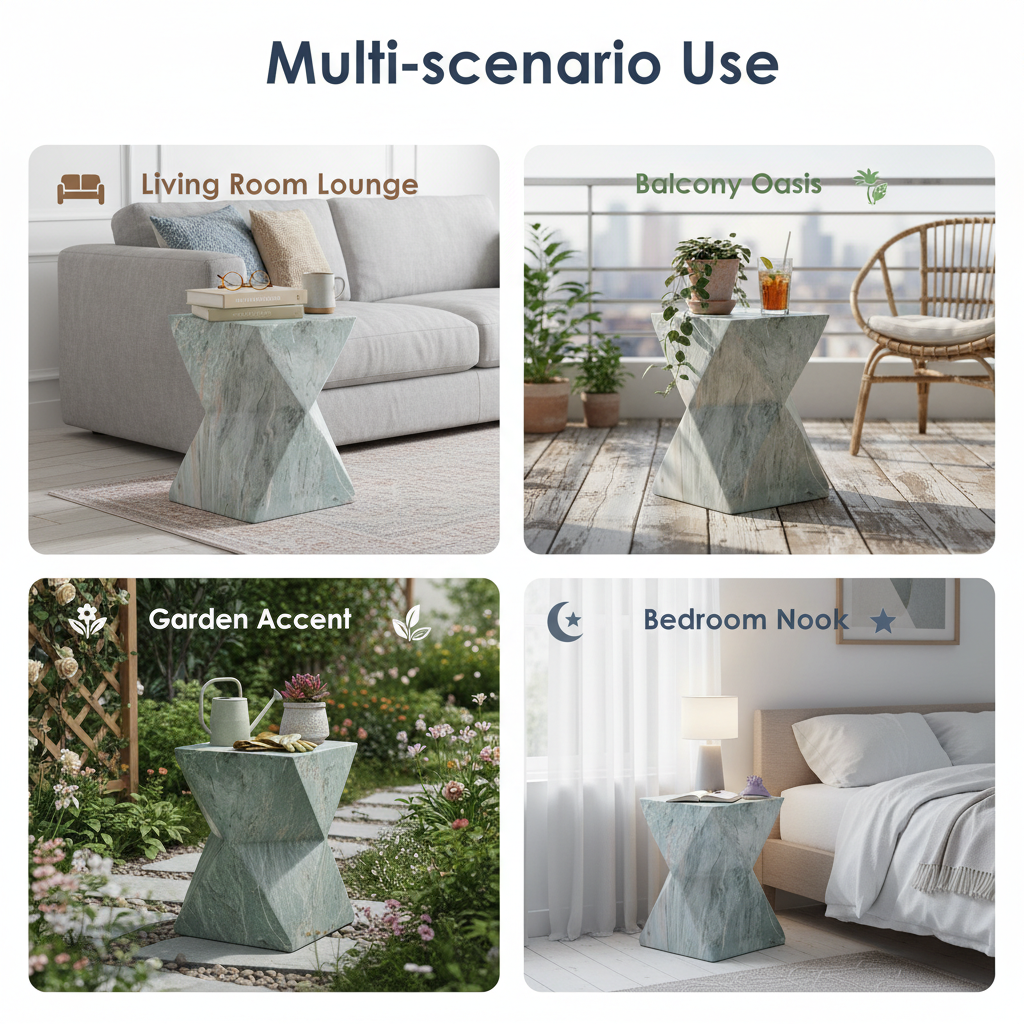18.5"H Modern Geometric MGO Side Table