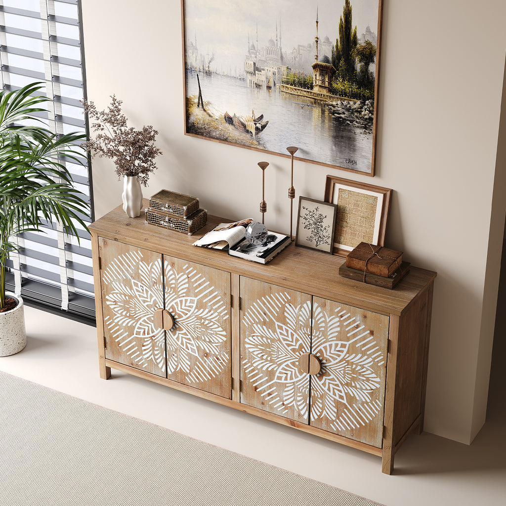 60" Wood Accent Cabinet with 4 Doors