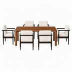 Mid-Century 7-Piece Dining Table Set, 70" Rubber Wood