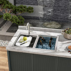 Outdoor Double Bowl Drop-In Stainless Steel Sink with Workstation
