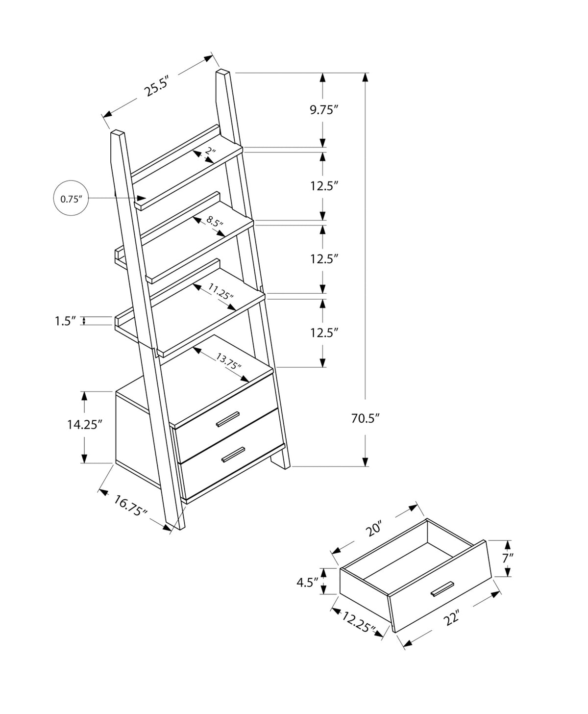 4-Tier Ladder Bookshelf