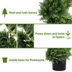 6FT Two-Tone Spiral-Shaped Potted Cedar Tree - 2pcs Set