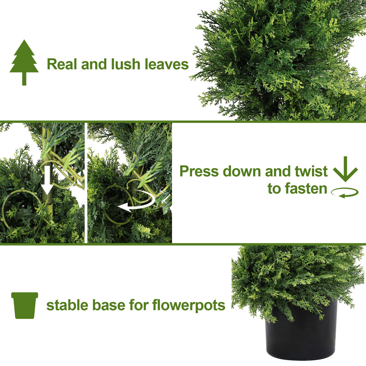 6FT Two-Tone Spiral-Shaped Potted Cedar Tree - 2pcs Set