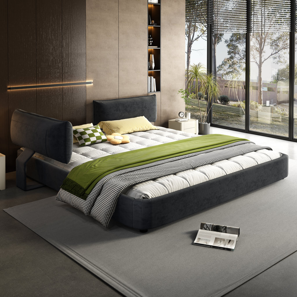 King Size Cloud Bed Frame with Oversized Padded Movable Headboard