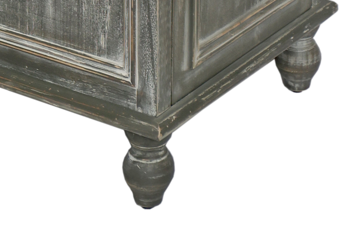 Farmhouse Tall Narrow Storage Cabinet, 59-Inch, Rustic Wood, Black and Gray