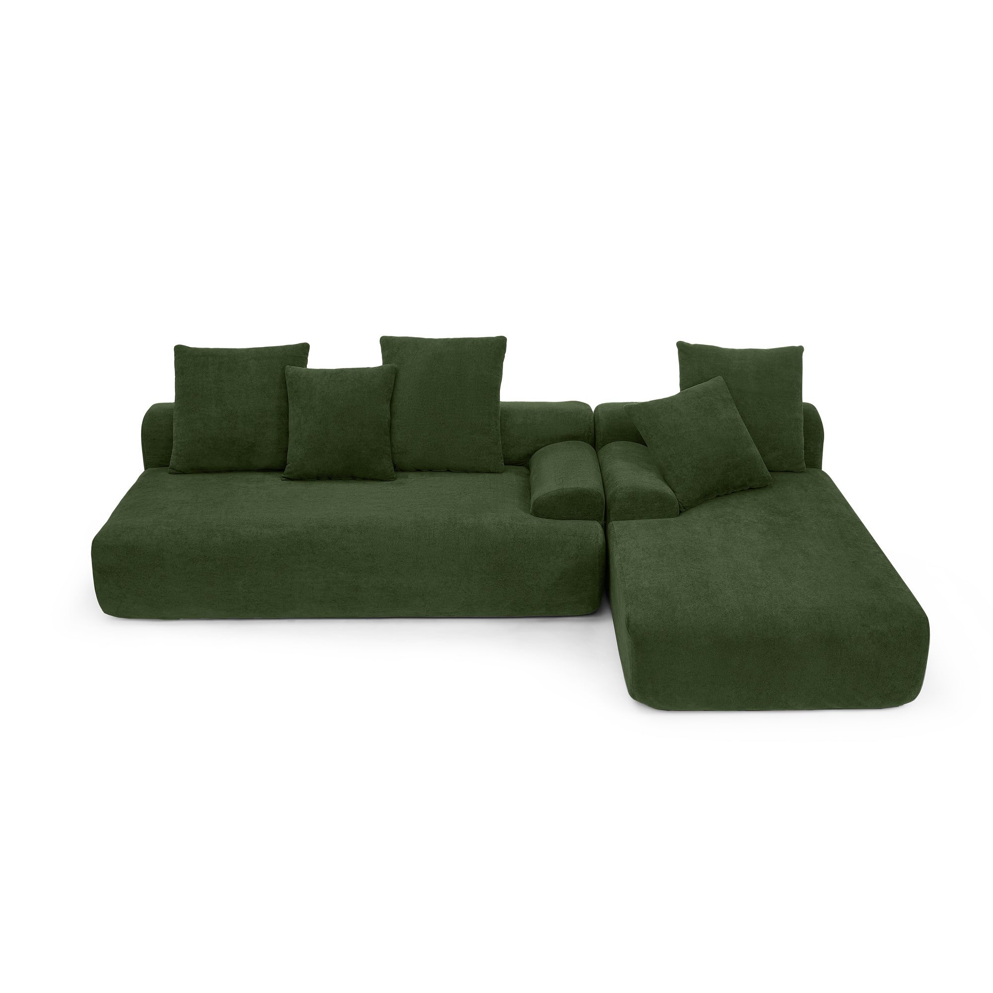 Modern Upholstered L-Shape Sectional Sofa Velvet Green