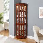 Corner Curio Cabinet with 5 Shelves and Lighting System