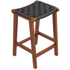 James Mid-Century Modern Genuine Leather Counter Stool