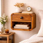 Solid Wood Curved Wall Mounted Bedside