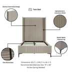 Promenade Upholstered Velvet Twin Bed in Rustic
