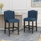 Vienna Contemporary Fabric Tufted Wingback Counter Stools, Set of 2