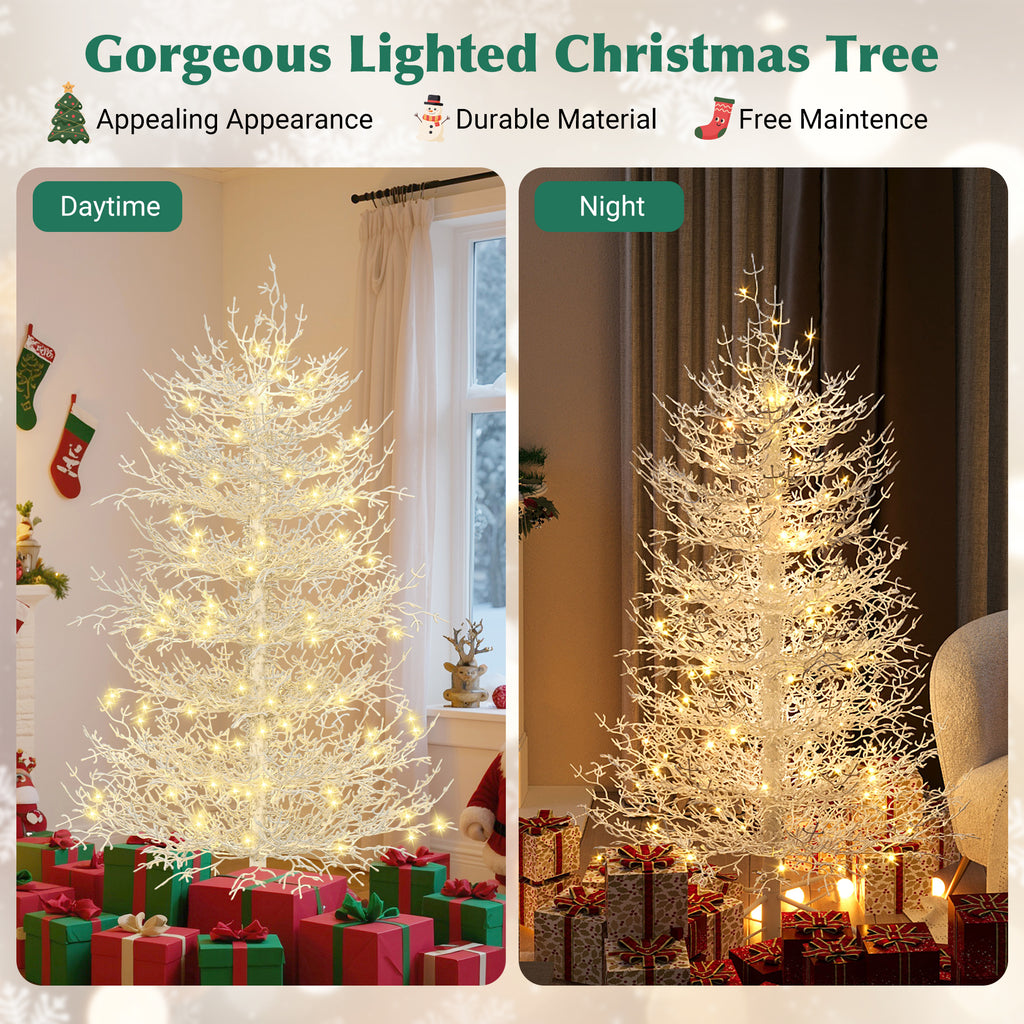 4ft Pre-lit Aspen Fir Artificial Christmas Tree, White, 280 Branch Tips, 230 Warm LED Lights