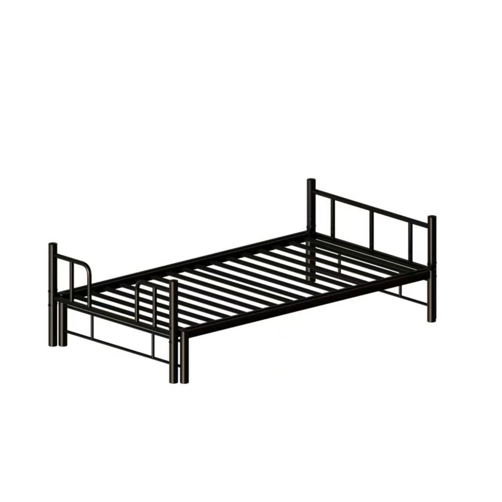 Twin Size Metal Pull-Out Bunk Bed with Guardrail and Built-In Ladder