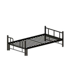 Twin Size Metal Pull-Out Bunk Bed with Guardrail and Built-In Ladder