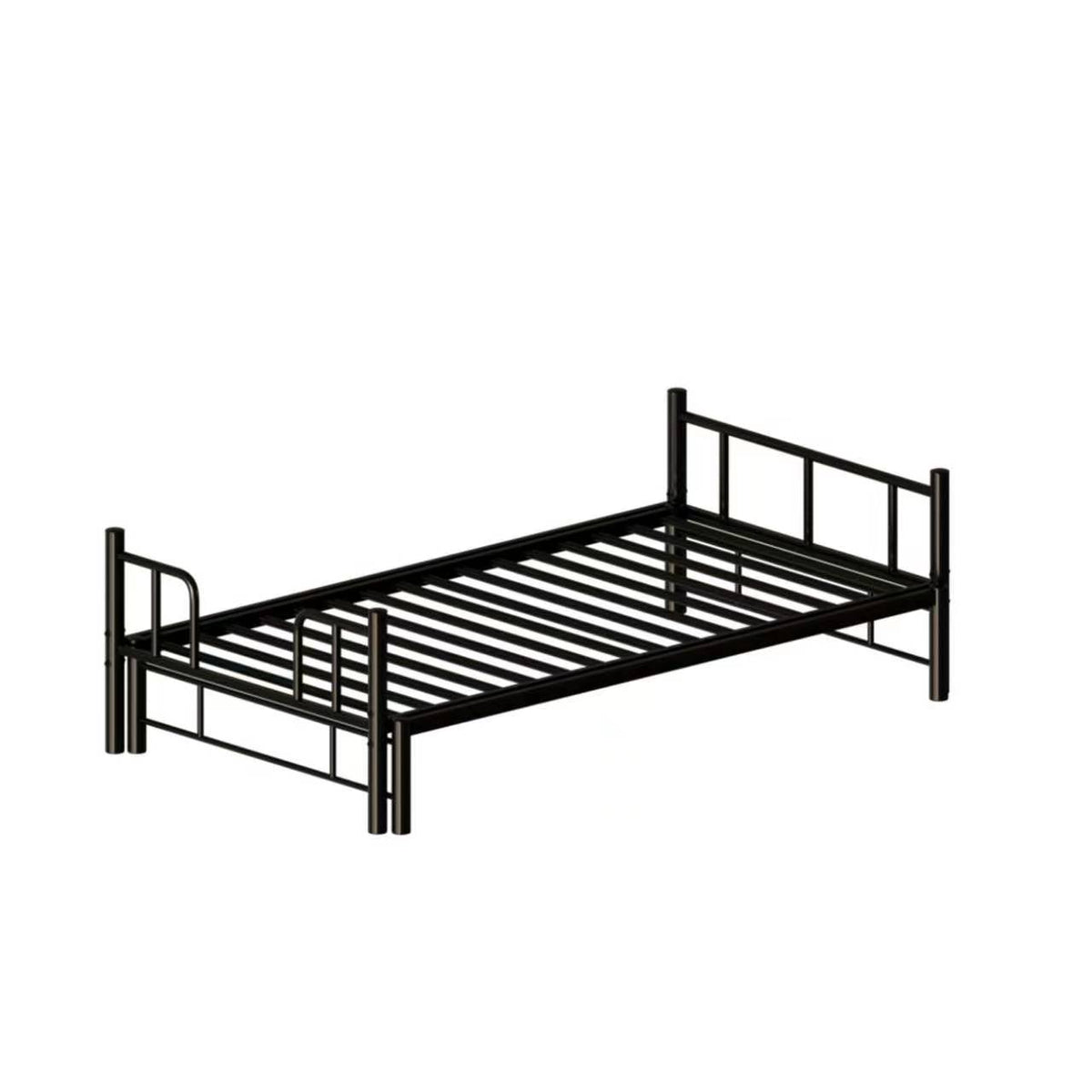 Twin Size Metal Pull-Out Bunk Bed with Guardrail and Built-In Ladder