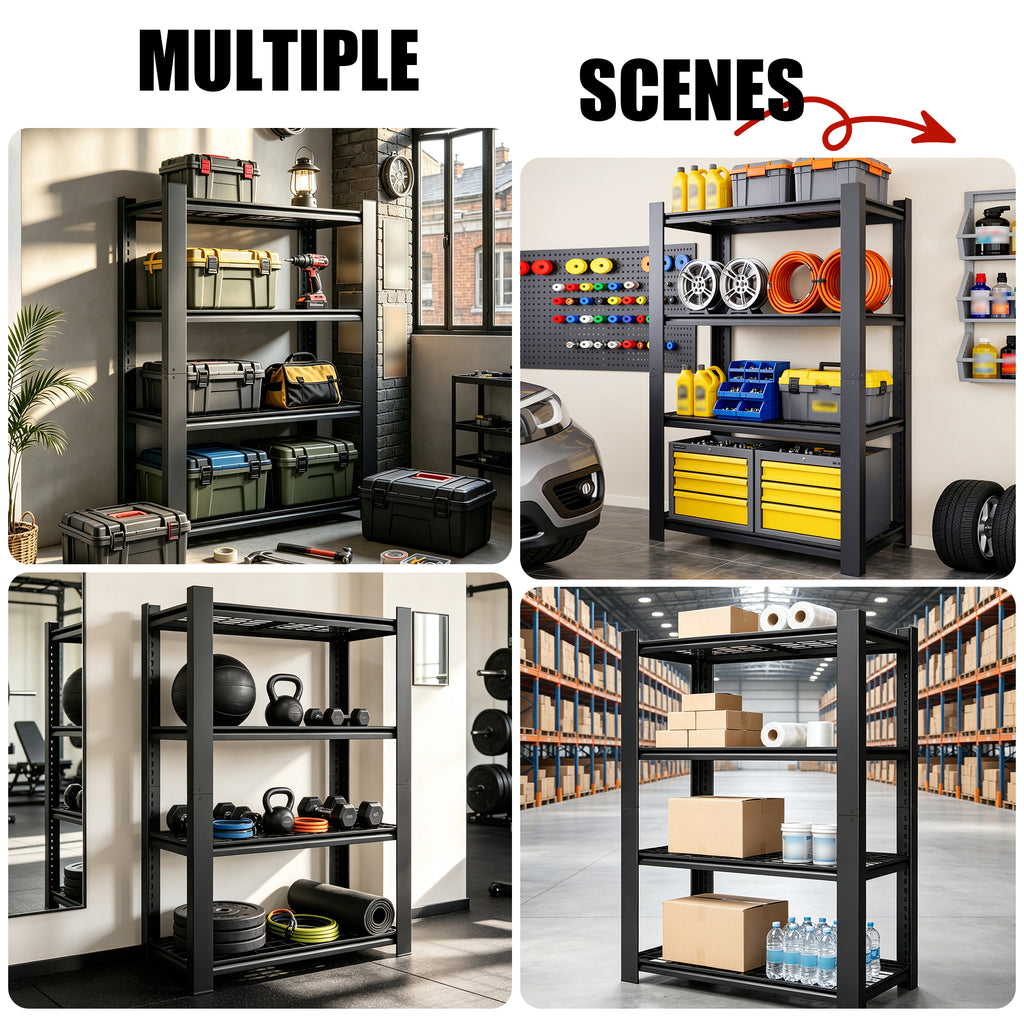 60"H 4-Tier Adjustable Heavy Duty Shelving Rack