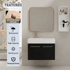 30 Inch Wall-Mounted Bathroom Vanity with Sink and Storage Rack