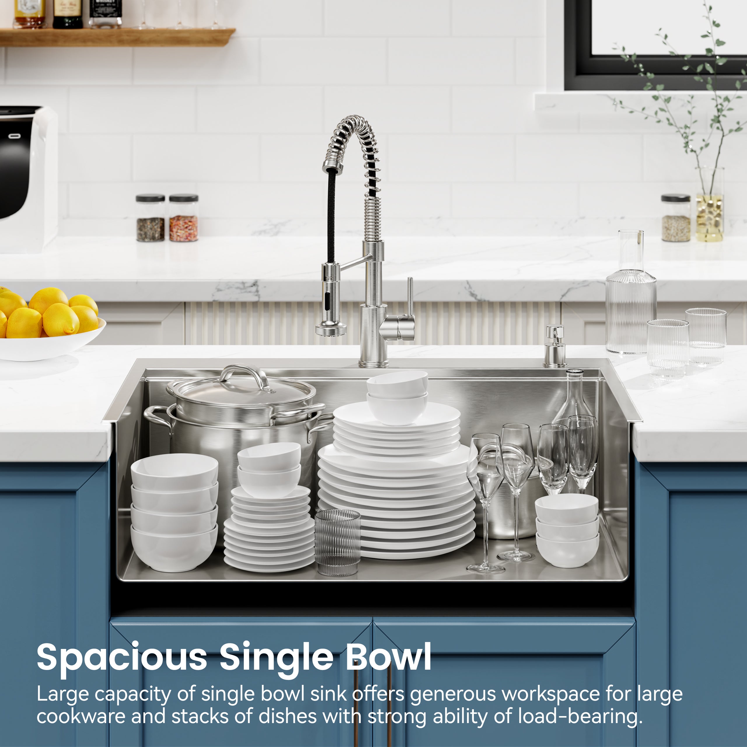 Stainless Steel Kitchen Sink, 33"x22" Single Bowl