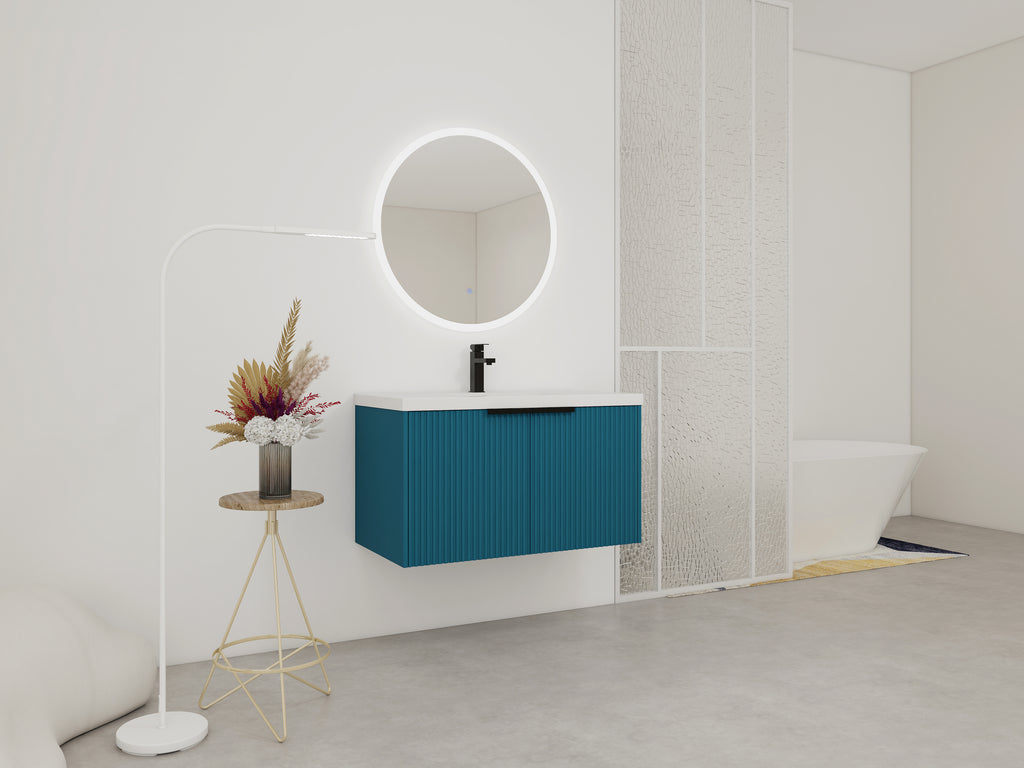 36" Wall Mounted Bathroom Vanity with Resin Sink