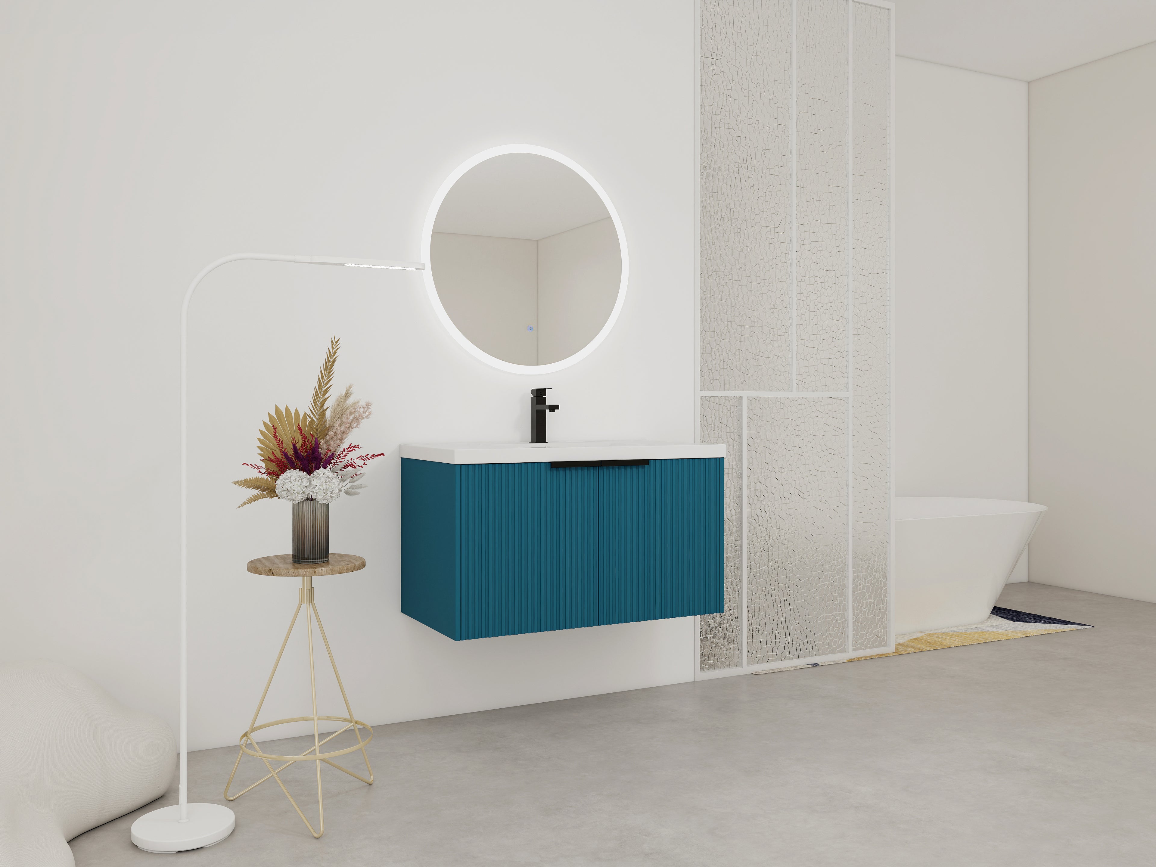 36" Wall Mounted Bathroom Vanity with Resin Sink
