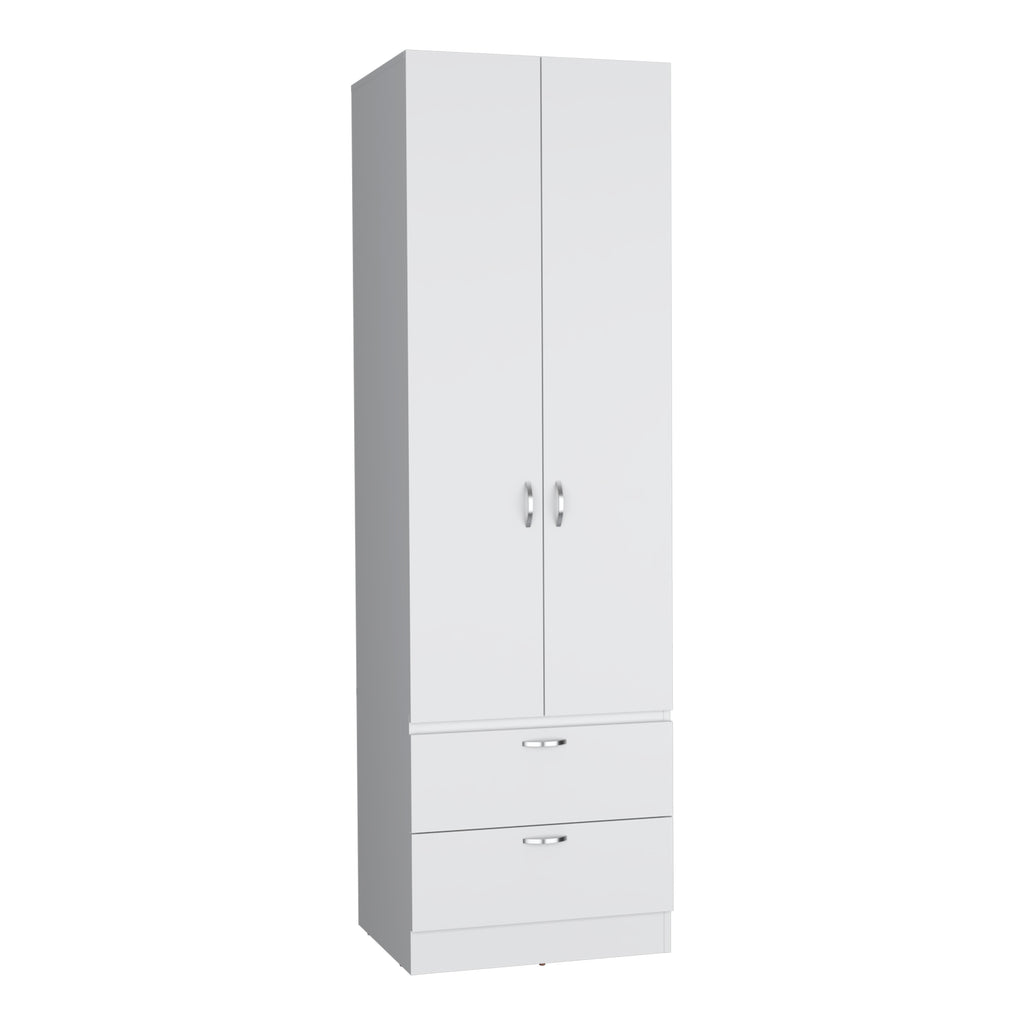 Armoire Wardrobe 76" H, Hanging Rod, 2 Drawers, 1 Shelf