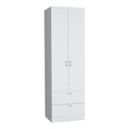 Armoire Wardrobe 76" H, Hanging Rod, 2 Drawers, 1 Shelf