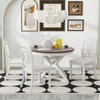 TREXM 5-Piece Retro Functional Dining Table Set