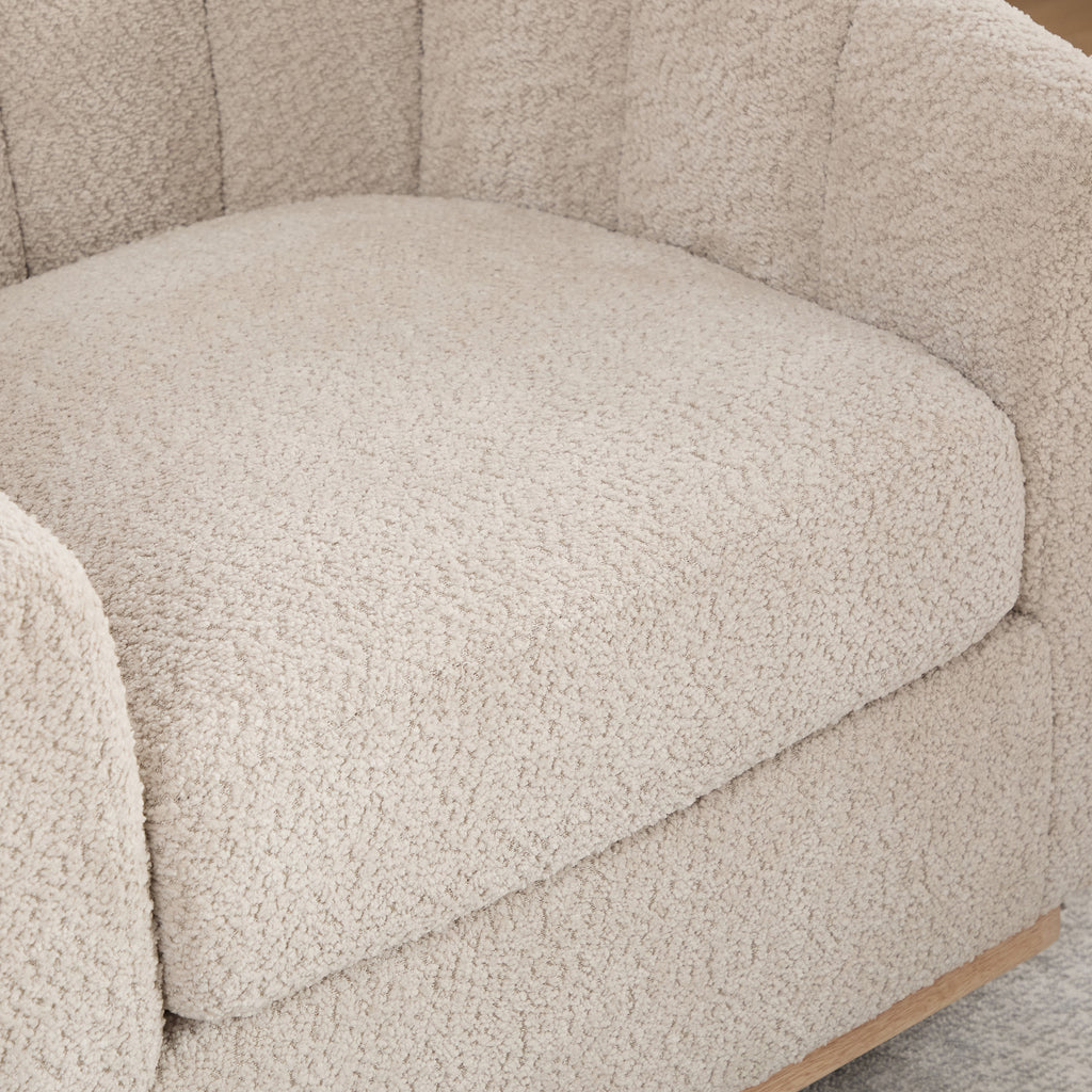 31.89" Wide Modern Chenille Cushioned Metal Base Swivel Chair