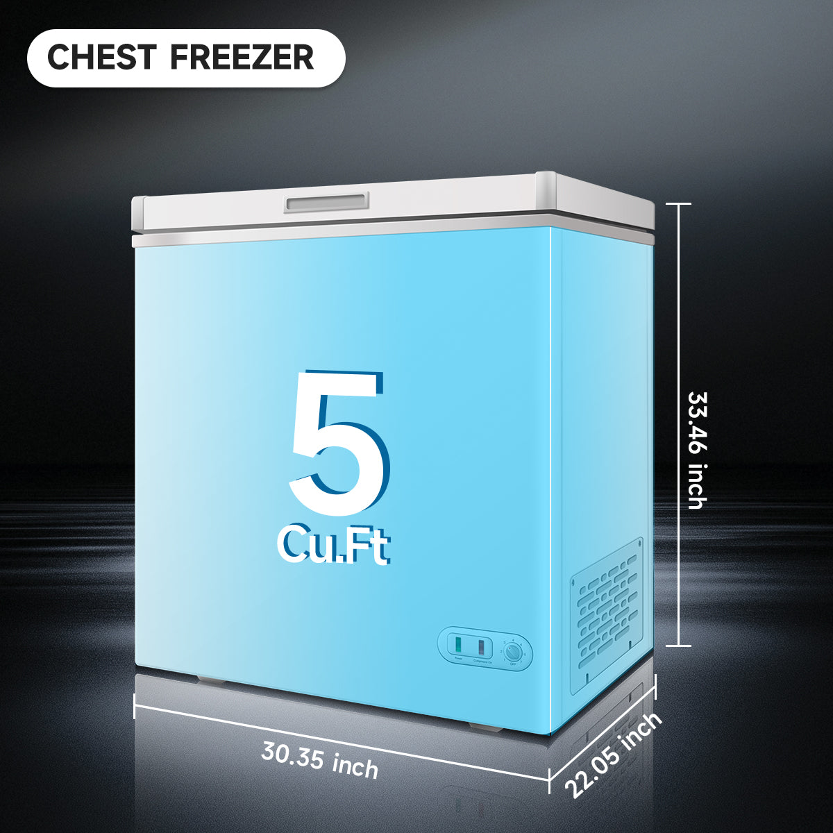 ORIKOOL 5.0 Cu.ft Solid Top Commercial Deep Chest Freezer