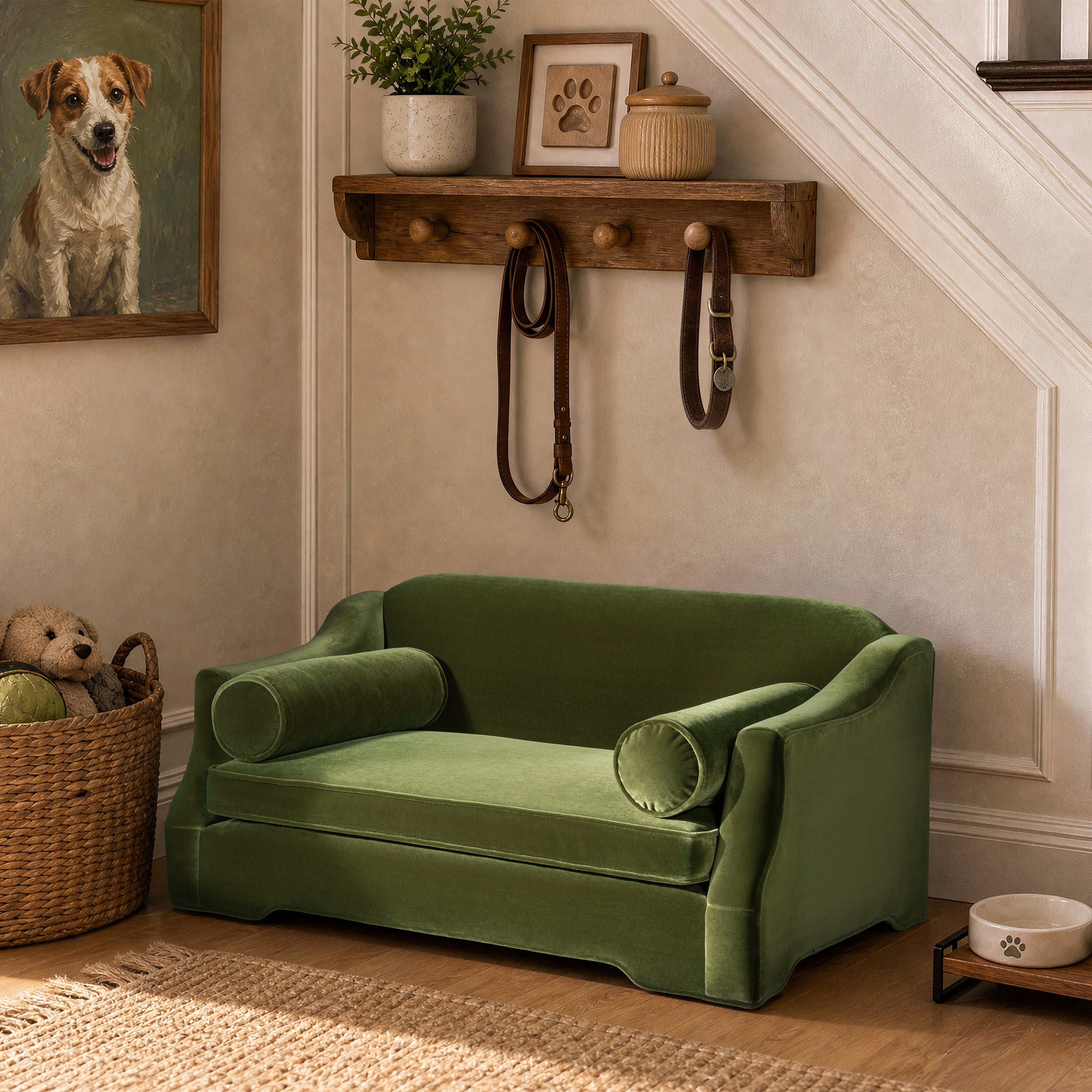 Paloma 35.5" Dog Sofa Bed, Medium, Olive