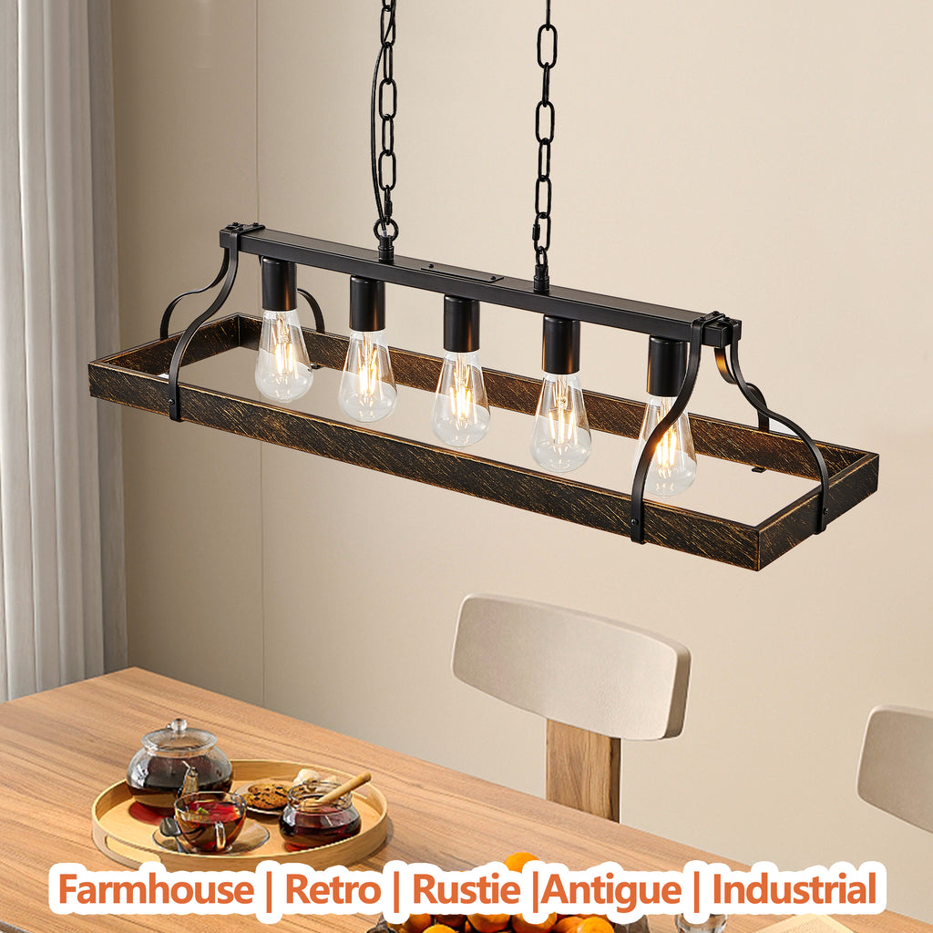 34-Inch Black and Gold Vintage Pendant Light
