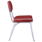 Retro Chrome Dining Chairs Set of 2 in Red Faux Leather